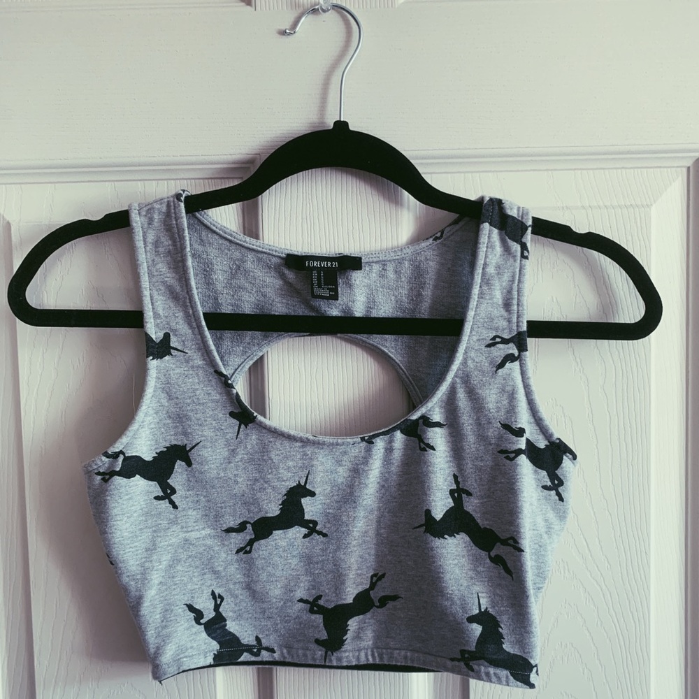Forever 21 Unicorn Crop Top